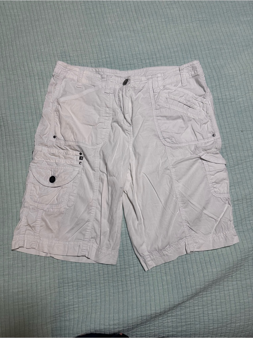 White studded Cargo Shorts